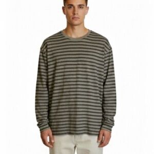 GOODFELLOW & CO. Striped Crewneck T-Shirt, Men’s XXL, Gray Black